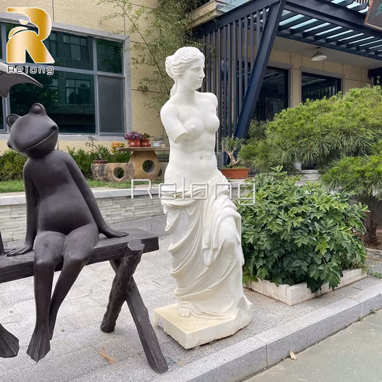 Berühmte klassische dekorative griechische Frauenstatue für den Außenbereich, weißes, natürliches Marmorleben