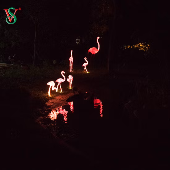 LED-3D-Flamingo-Skulptur aus Fiberglasharz mit Licht für Hochzeit, Event, Party-Dekoration