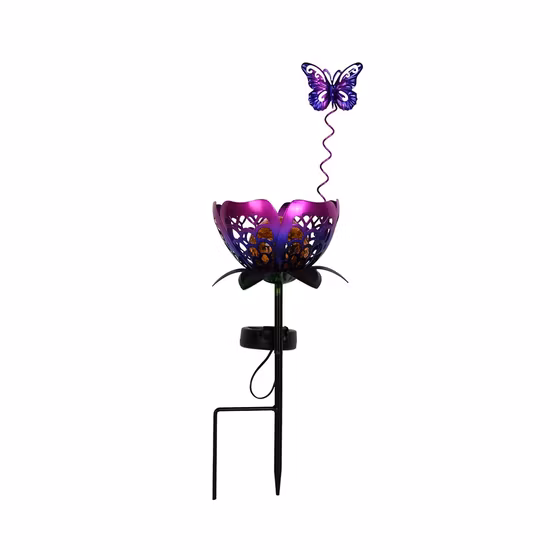 Laterne Solarlicht Nachtlampe Schnitzerei Tier Schmetterling Flackernde Flamme Ci22808