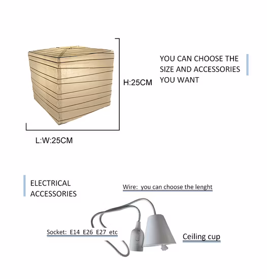 Hkh Chinesische Laternen, weiße quadratische Form, biologisch abbaubare Hängelampe, Papierlaterne für Heimdekoration