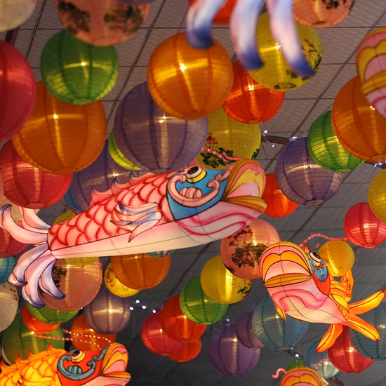 Kundenspezifische Laternen-Festival-chinesische Laternen, große hängende Fischlaterne für Einkaufszentrum